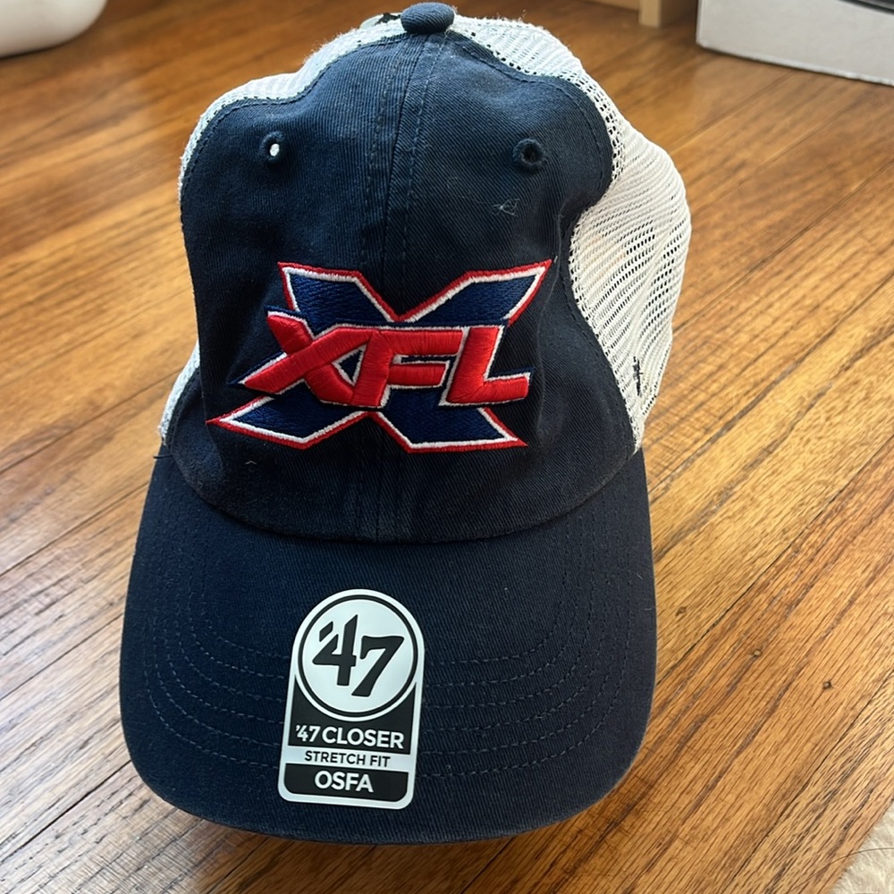 XFL football mesh baseball hat OSFA stretch NWT